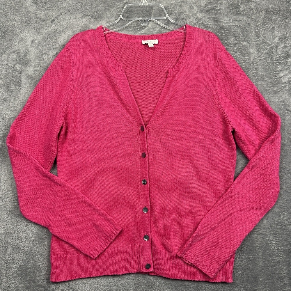 Talbots Cardigan‎ Sweater Women's Size Medium Pink V Neck Long Sleeve Preppy